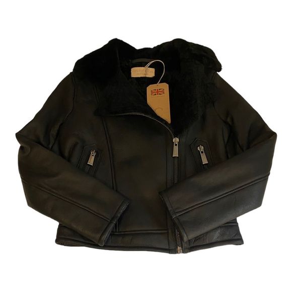 Celtic & Co. Sheepskin Biker Jacket US 4/UK 8 - Picture 6 of 14
